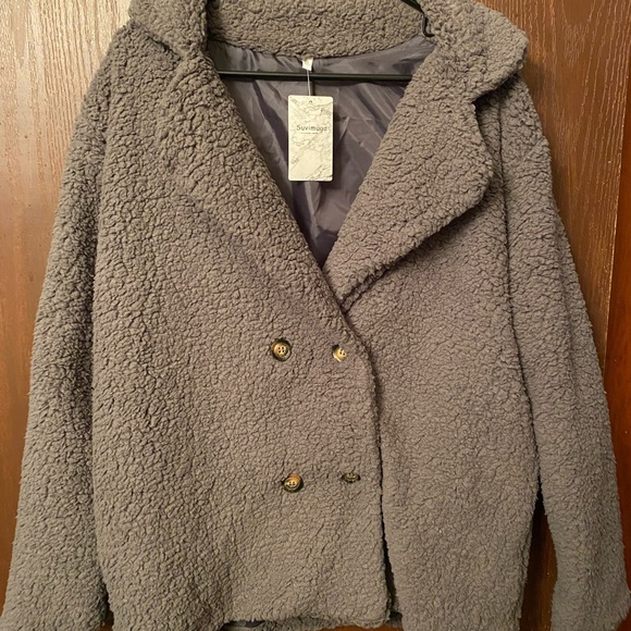 Nwt Dark Grey Teddy Peacoat Xl 
